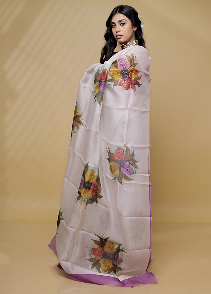 White Organza Saree With Blouse Piece