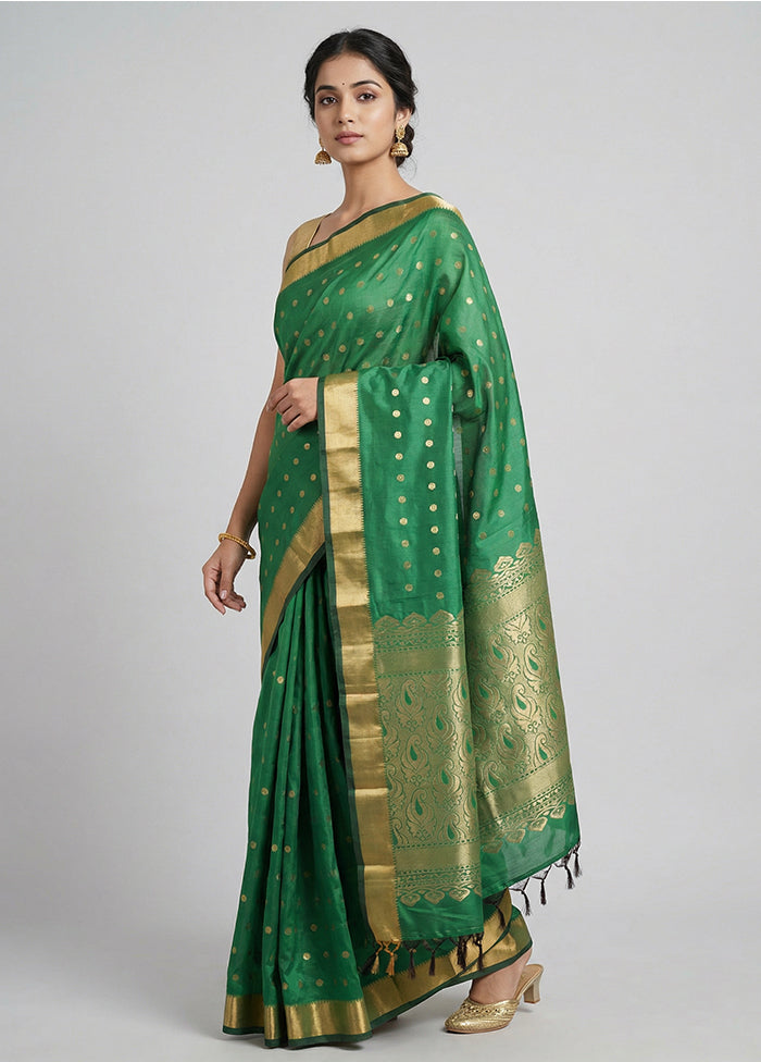 Green Kanjivaram Silk Saree With Blouse Piece