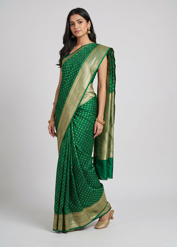 Green Uppada Silk Saree With Blouse Piece