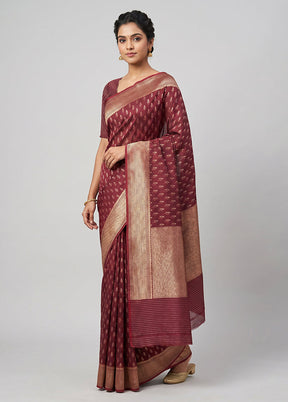 Purple Uppada Silk Saree With Blouse Piece