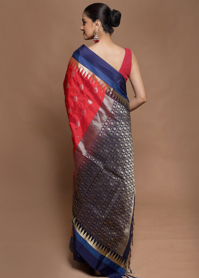 Red Kanjivaram Silk Saree With Blouse Piece