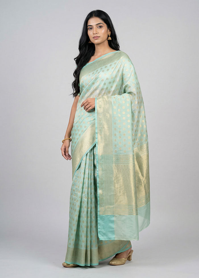 Green Organza Saree With Blouse Piece