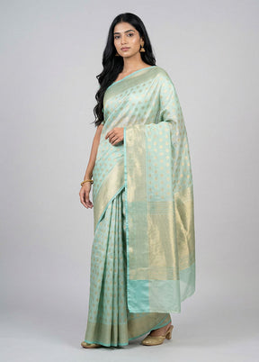 Green Organza Saree With Blouse Piece