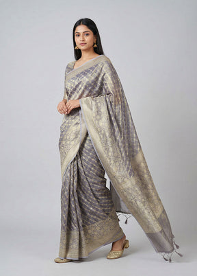 Purple Tissue Silk Saree With Blouse Piece