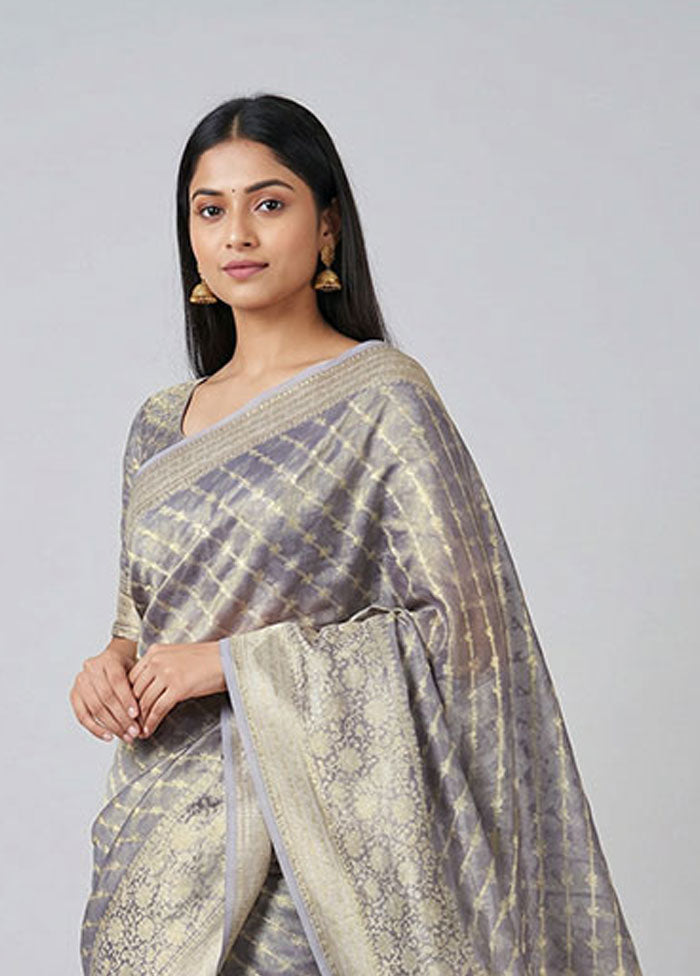 Purple Tissue Silk Saree With Blouse Piece