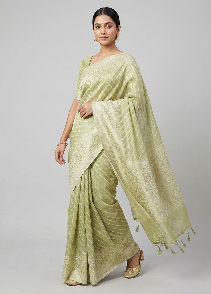 Green Tissue Silk Saree With Blouse Piece