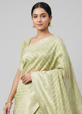 Green Tissue Silk Saree With Blouse Piece