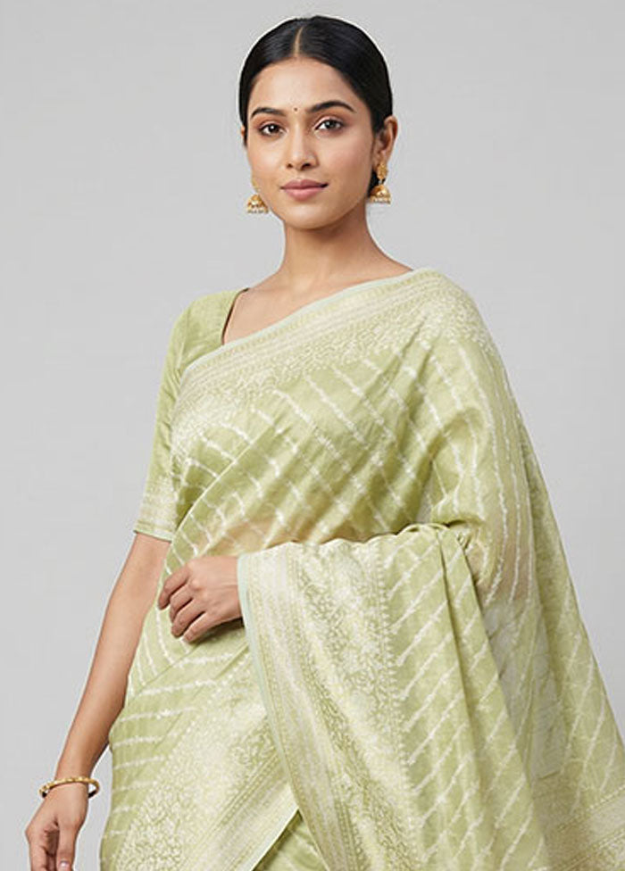 Green Tissue Silk Saree With Blouse Piece