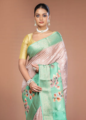 Pink Dupion Silk Saree With Blouse Piece