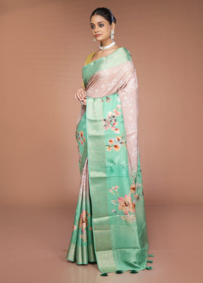 Pink Dupion Silk Saree With Blouse Piece