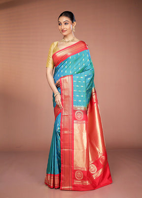 Green Kanjivaram Silk Saree With Blouse Piece