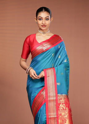 Green Kanjivaram Silk Saree With Blouse Piece