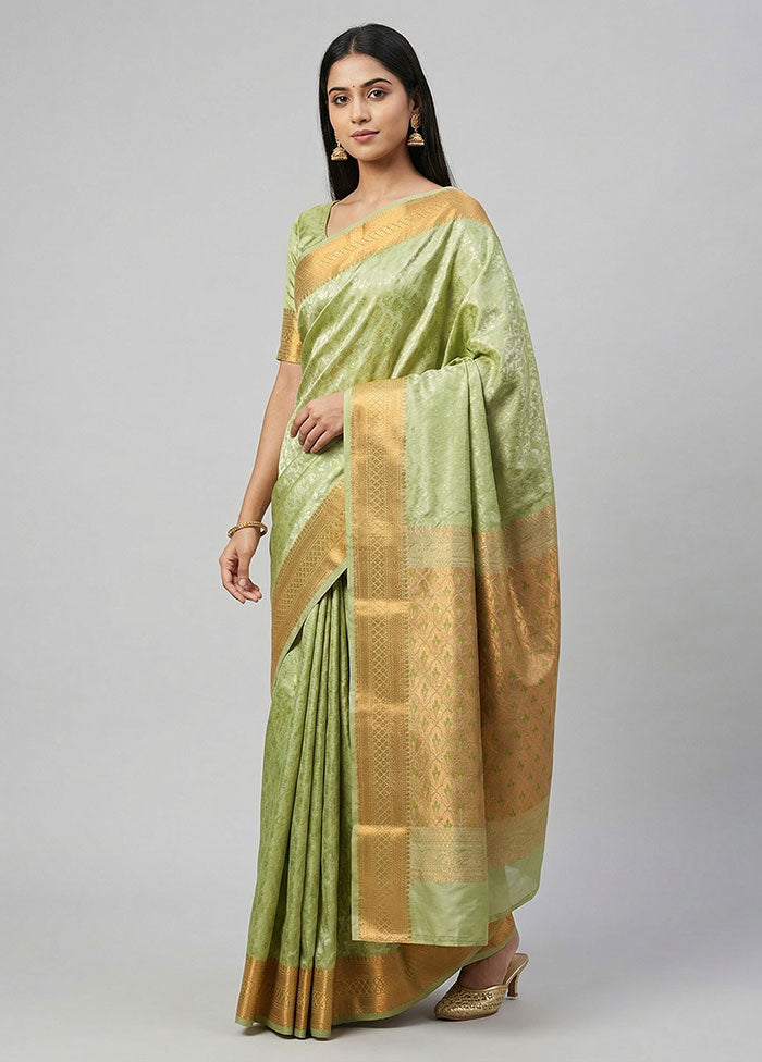 Green Kanjivaram Silk Saree With Blouse Piece
