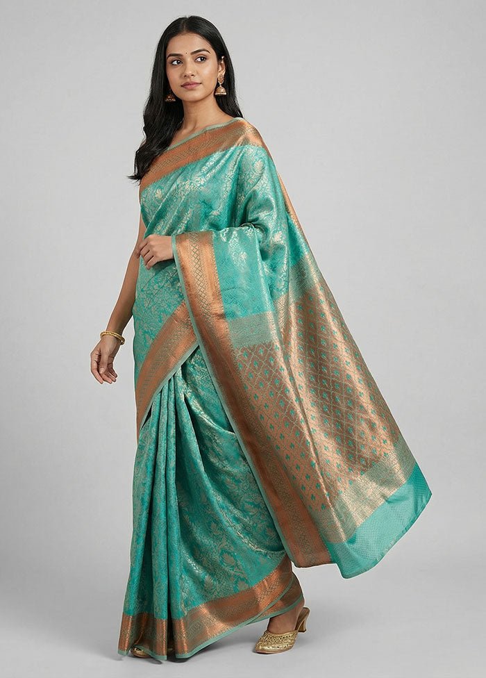 Green Kanjivaram Silk Saree With Blouse Piece