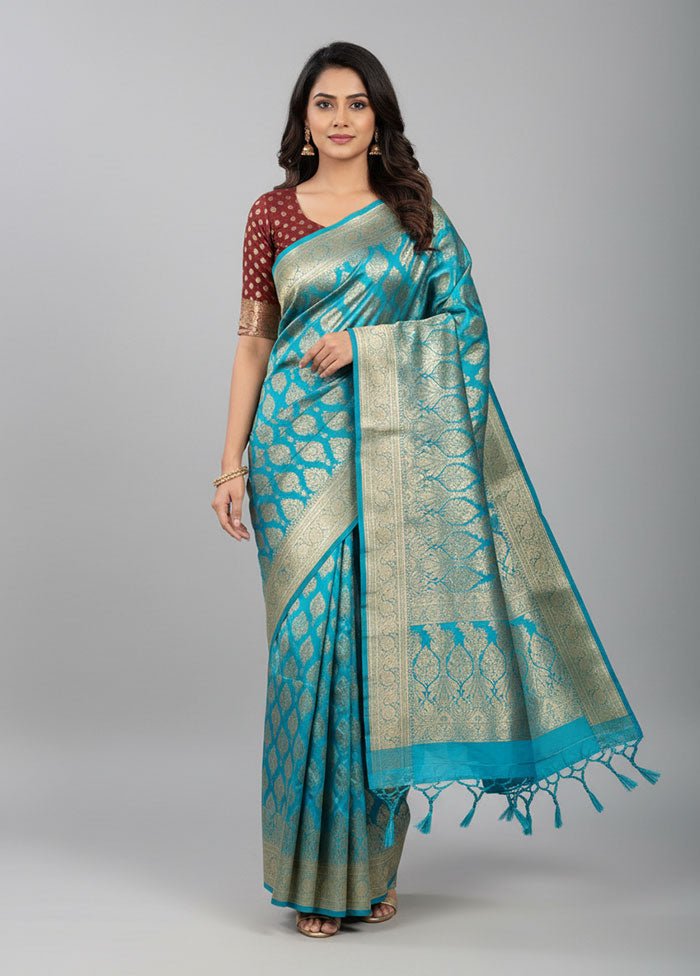 Maroon Tanchoi Silk Saree With Blouse Piece