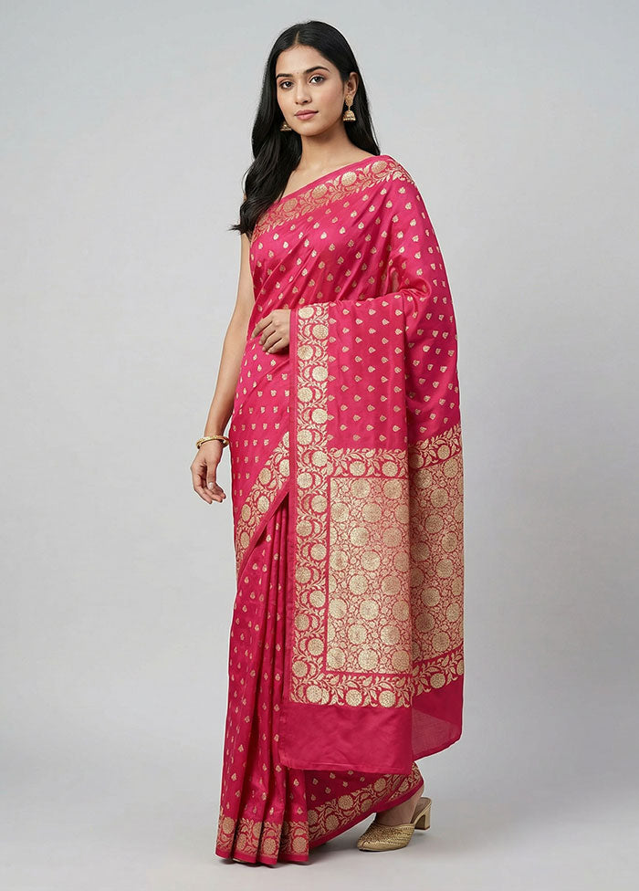 Red Handloom Banarasi Pure Silk Saree With Blouse Piece