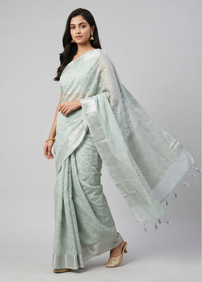 Green Pure Cotton Saree With Blouse Piece