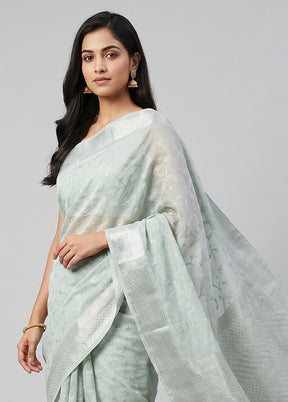 Green Pure Cotton Saree With Blouse Piece