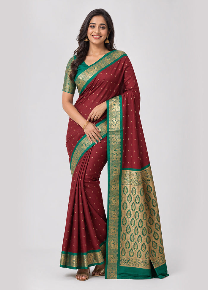 Maroon Kanjivaram Silk Saree With Blouse Piece