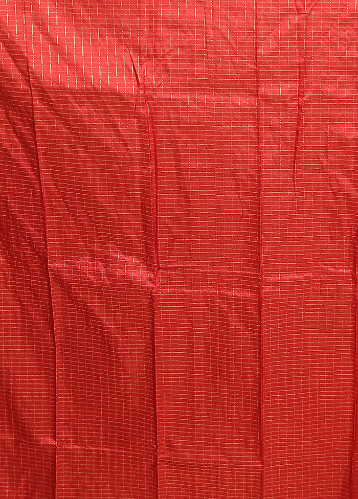 Red Handloom Kanjivaram Pure Silk Saree With Blouse Piece