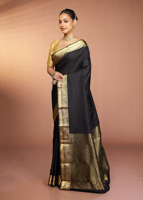 Black Kanjivaram Silk Saree With Blouse Piece