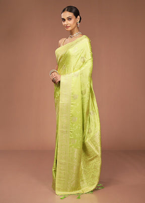 Green Dupion Silk Saree With Blouse Piece