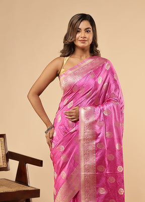 Pink Dupion Silk Saree With Blouse Piece