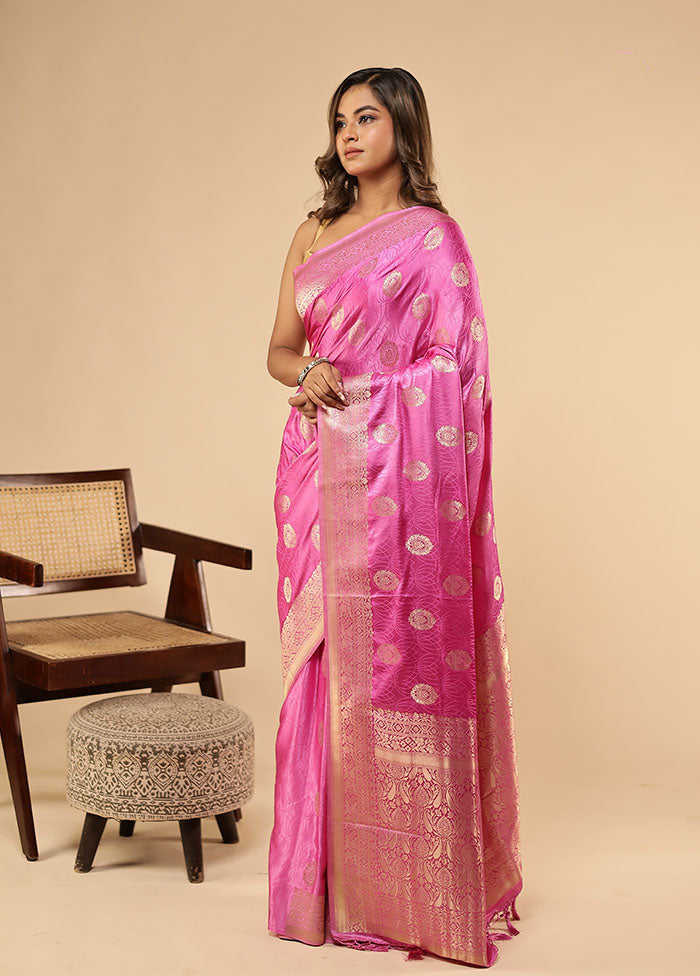 Pink Dupion Silk Saree With Blouse Piece