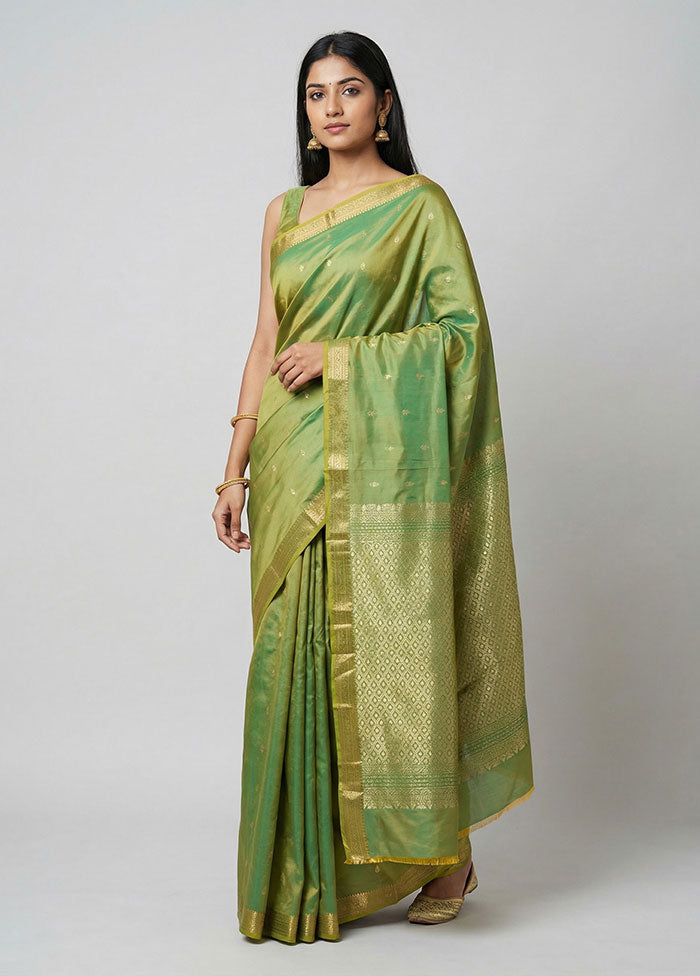 Green Kanjivaram Silk Saree With Blouse Piece