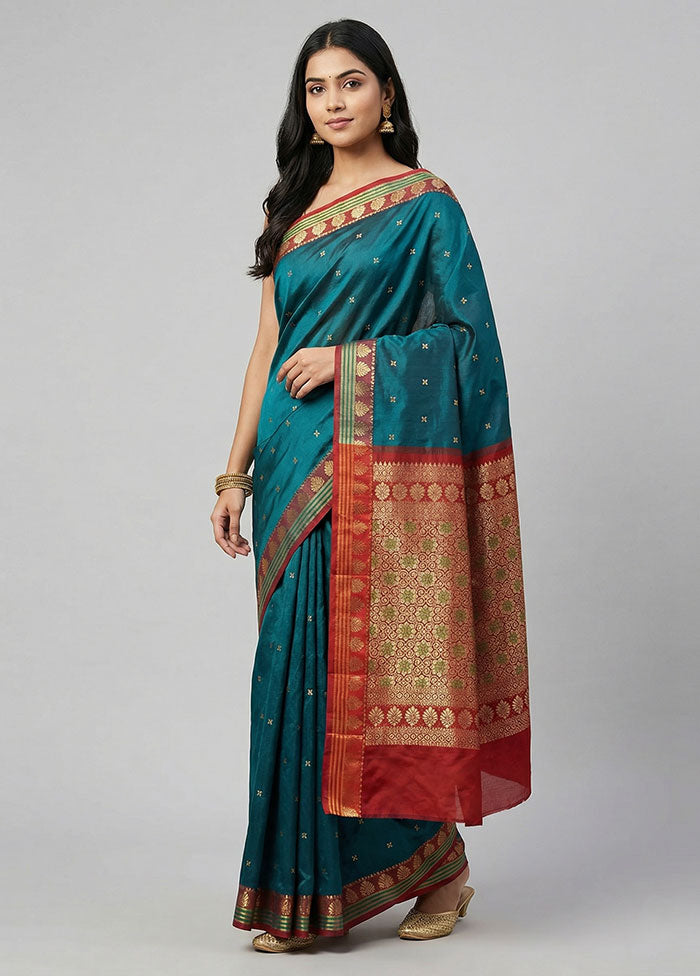 Green Kanjivaram Silk Saree With Blouse Piece