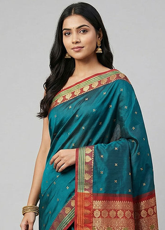 Green Kanjivaram Silk Saree With Blouse Piece