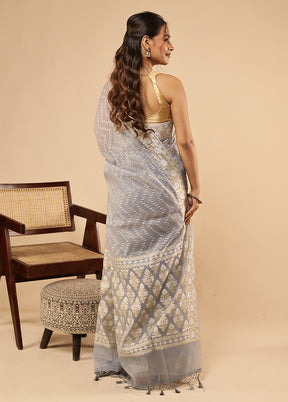 Multicolor Kora Silk Saree With Blouse Piece