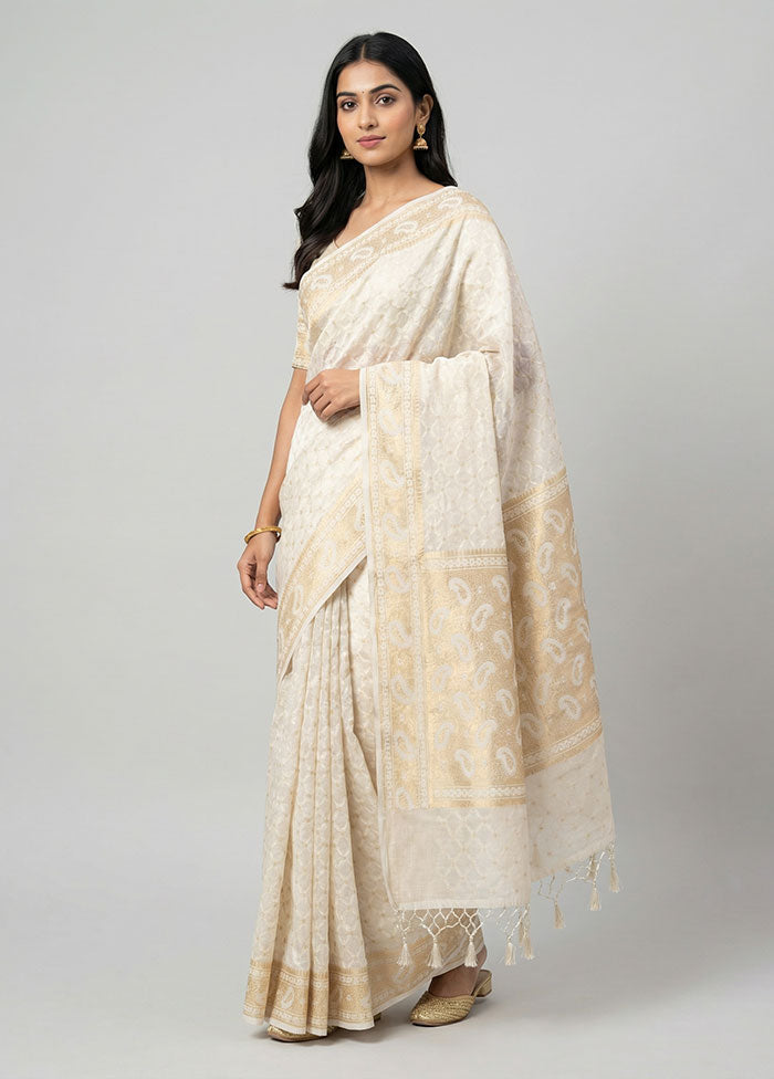 Multicolor Kora Silk Saree With Blouse Piece