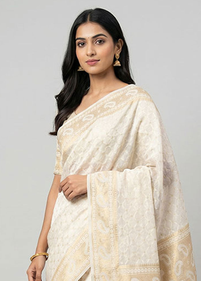 Multicolor Kora Silk Saree With Blouse Piece