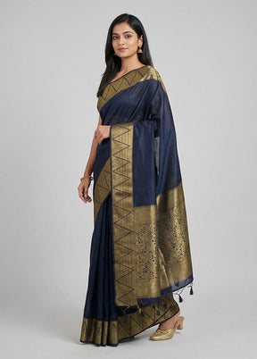 Black Dupion Silk Saree With Blouse Piece