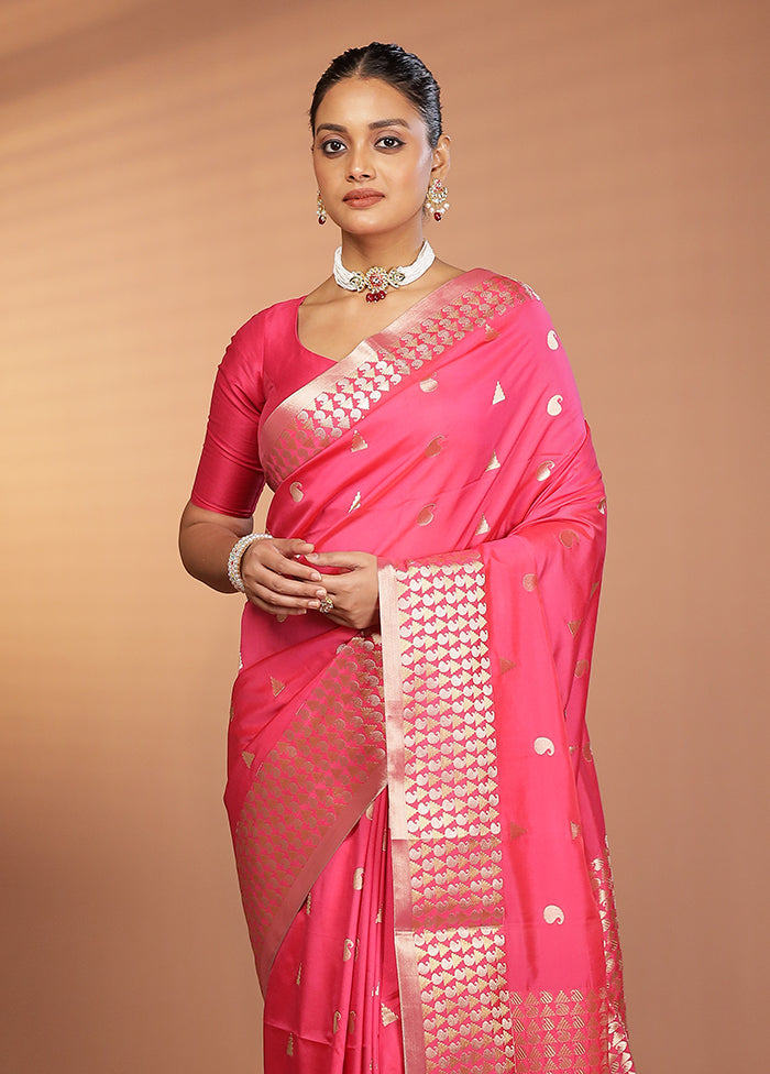 Pink Kanjivaram Silk Saree With Blouse Piece