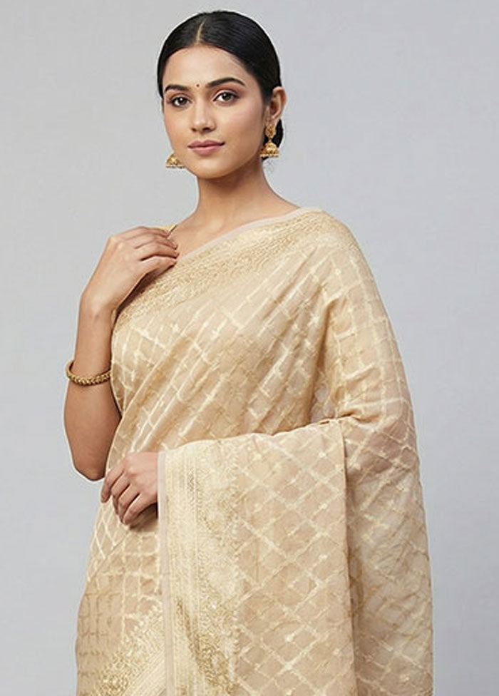 Multicolor Kora Silk Saree With Blouse Piece