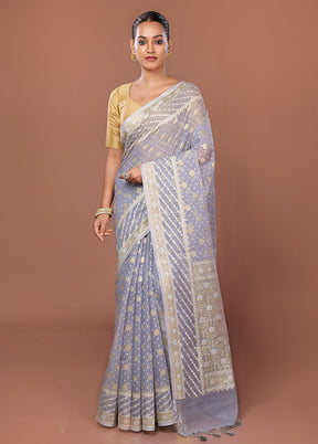 Multicolor Kora Silk Saree With Blouse Piece