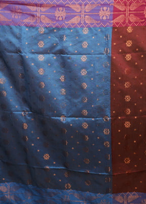 Maroon Cotton Saree With Blouse Piece