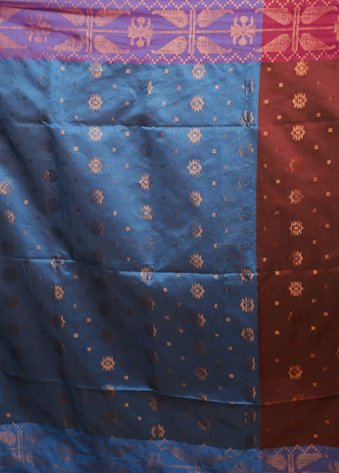 Maroon Cotton Saree With Blouse Piece
