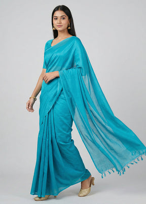 Green Handloom Tussar Silk Saree With Blouse Piece