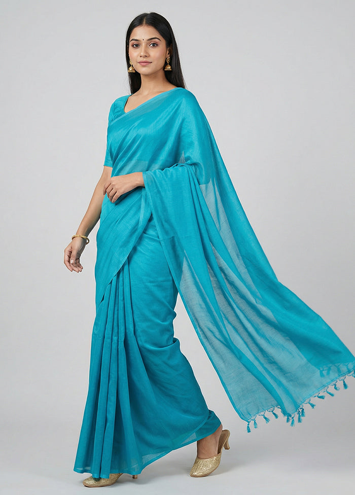 Green Handloom Tussar Silk Saree With Blouse Piece