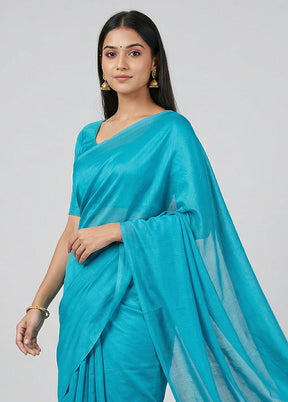 Green Handloom Tussar Silk Saree With Blouse Piece
