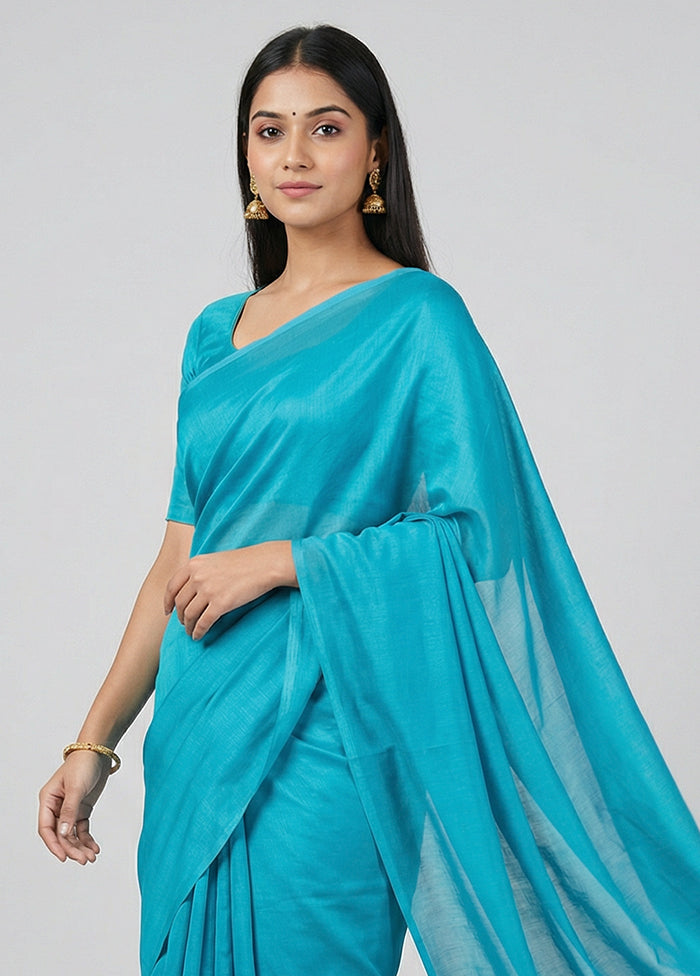 Green Handloom Tussar Silk Saree With Blouse Piece