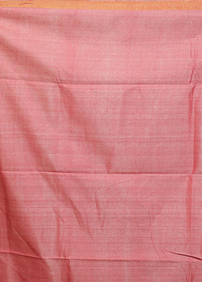 White Handloom Tussar Pure Silk Saree With Blouse Piece
