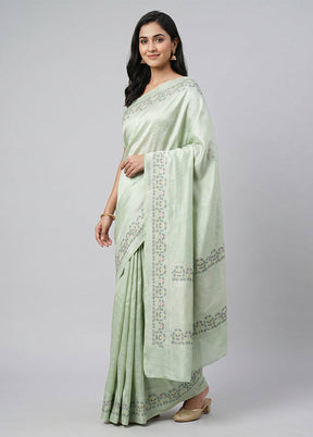 Green Kanjivaram Silk Saree With Blouse Piece