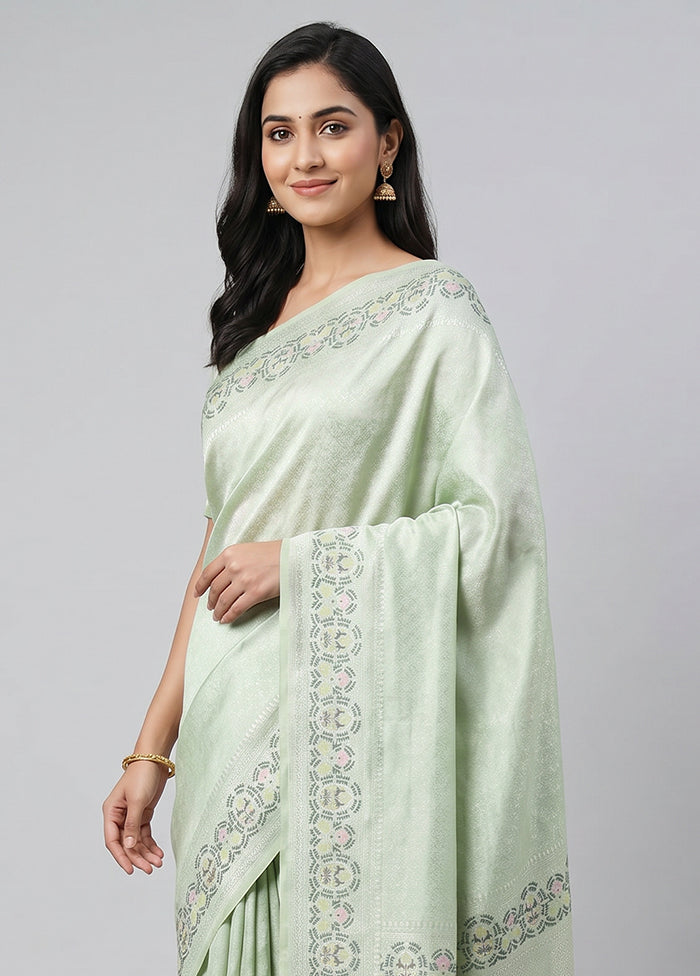 Green Kanjivaram Silk Saree With Blouse Piece