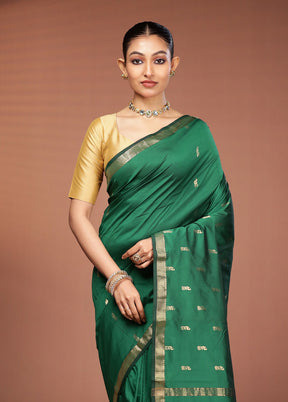 Green Kanjivaram Silk Saree With Blouse Piece