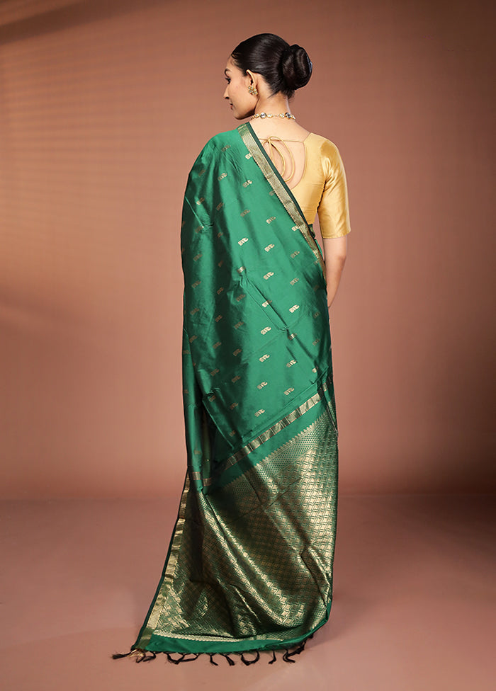 Green Kanjivaram Silk Saree With Blouse Piece