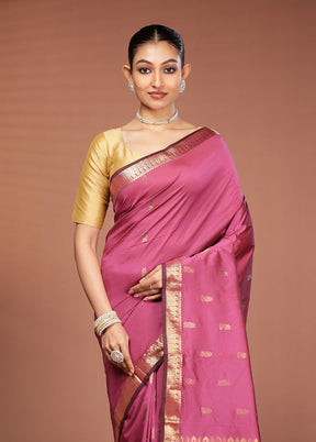 Purple Kanjivaram Silk Saree With Blouse Piece